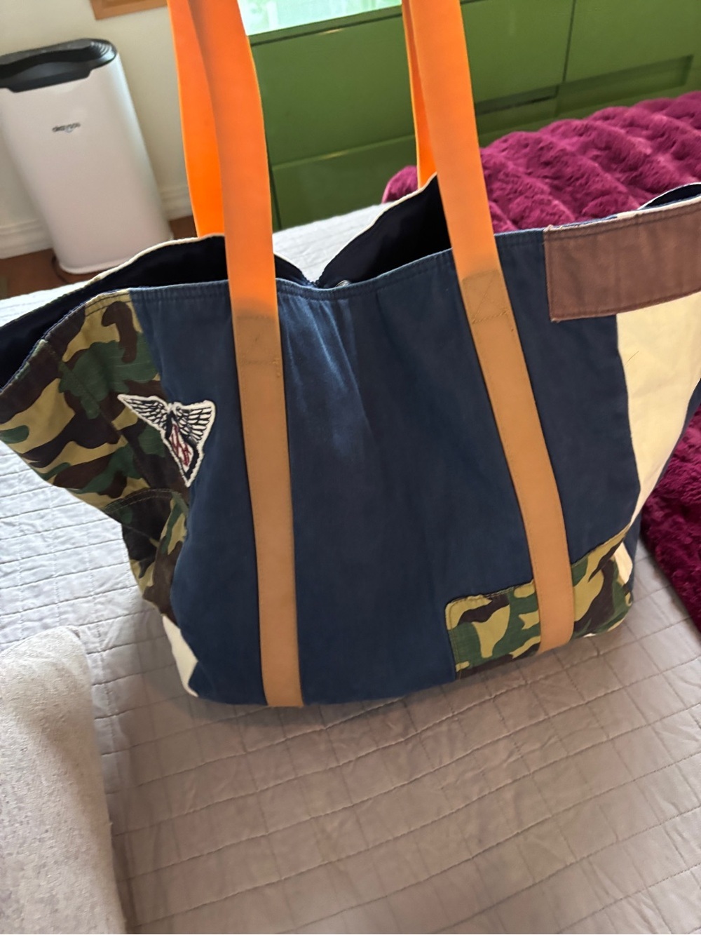 NWOT American Eagle 2016 Canvas Patchwork Tote Bag such a classic piece